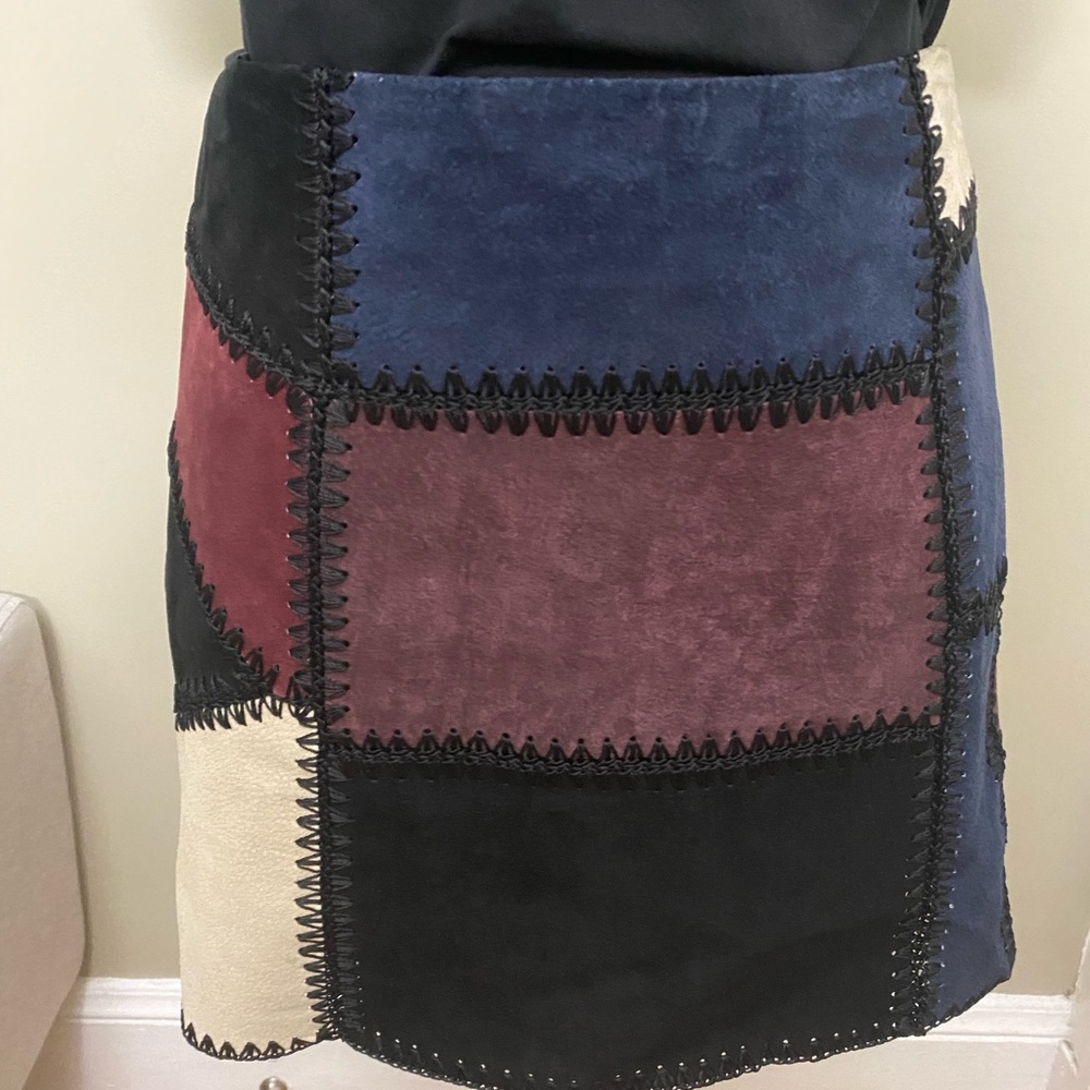Zara Woman Suede Patchwork Mini Skirt